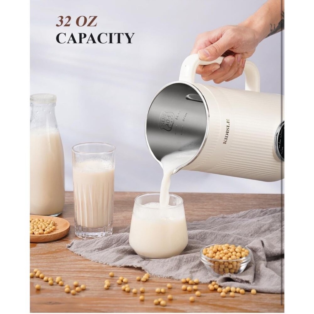 Kidisle 8-in-1 Nut Milk Maker Blender 32oz Cream NIB - Picture 4 of 11